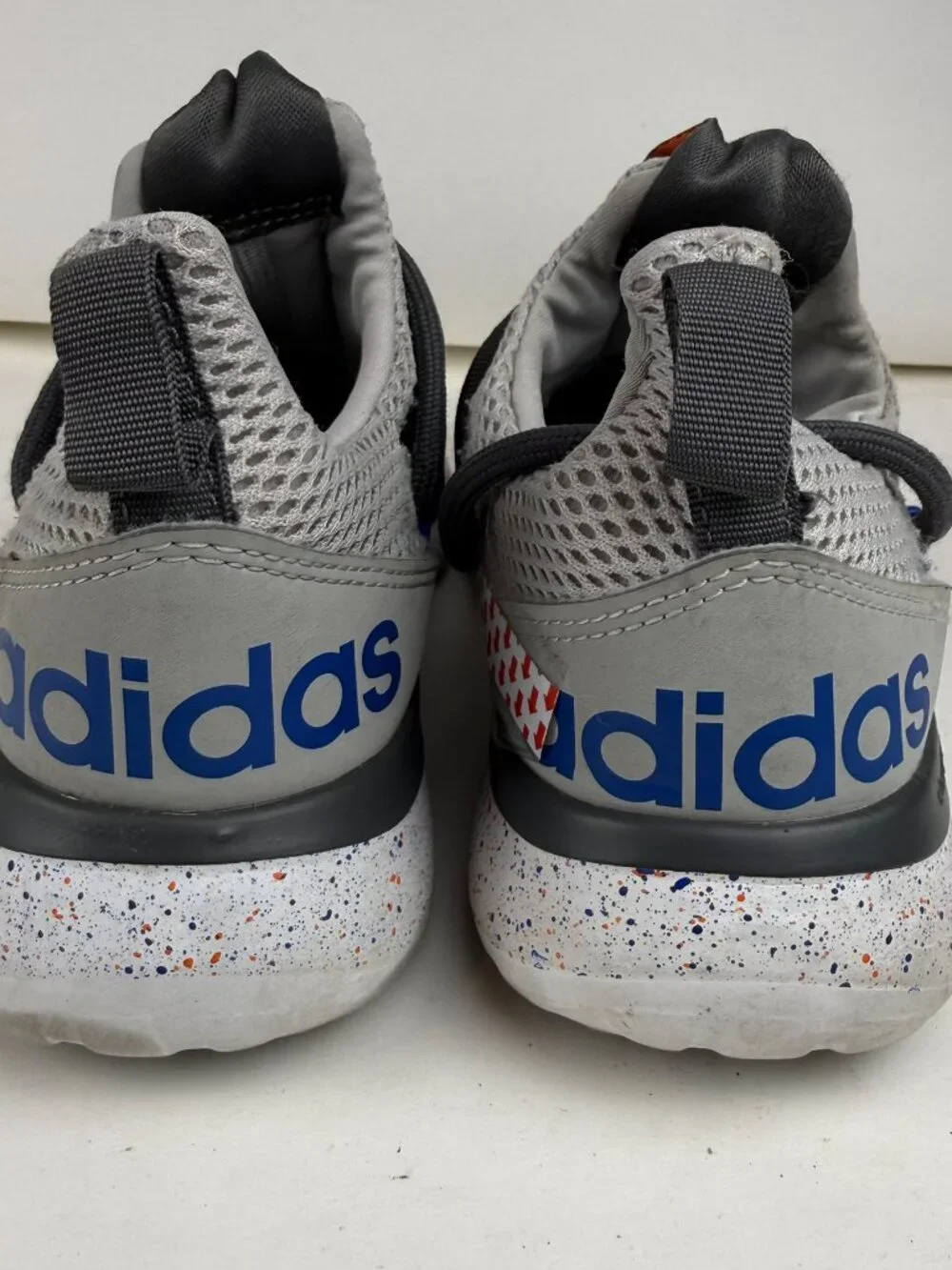 Boy's Size 4 Adidas Gray Speckled Athletic Sneakers Walking Shoes GZ7984 damage